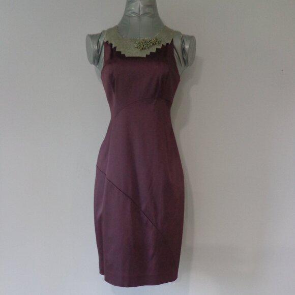 Nine West Women's Purple and Silver Dressy Sheath Full‎ Lined Dress Size 2 - Picture 1 of 11